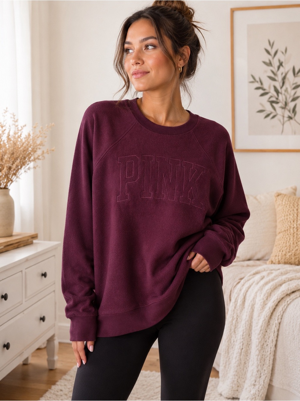 PINK Victoria’s Secret Oversized Crewneck Sweatshirt Cozy Lounge Pullover OS